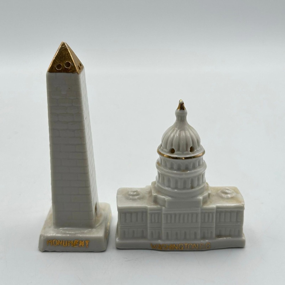Ceramic Washington DC Capitol & Monument Salt & Pepper Shakers Vintage  Souvenir